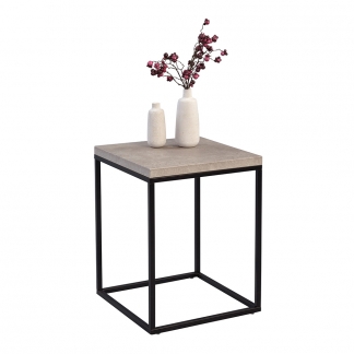 Odkladací stolík Olaf, 40 cm, betón/čierna