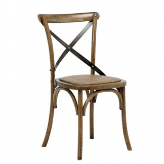 Jídelní židle s ratanovým sedákem Harvest (SET 2 ks), antik